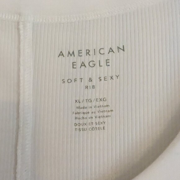American Eagle White Ribbed Top - Picture 3 of 3